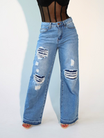 Not too Distressed Wide Leg Denim