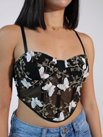 Butterfly Embroidery Lace Crop Top