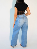 Not too Distressed Wide Leg Denim