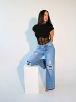 Not too Distressed Wide Leg Denim