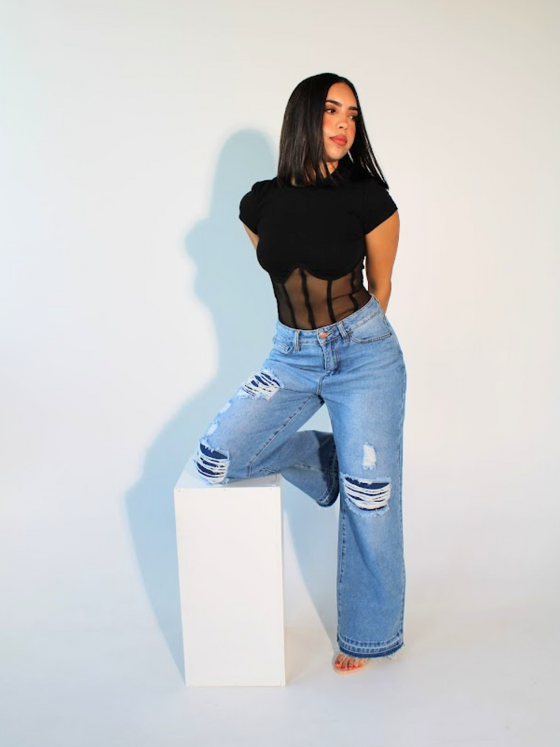 Not Too Distressed Wide Leg Denim | Trendy & Comfortable by ZADE Not Too Distressed Wide Leg Denim | Trendy & Comfortable by ZADE