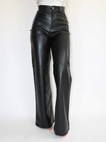 leather pants, vegan leather pants, women's leather pants, high rise pants, long pants for tall women, zade fashion