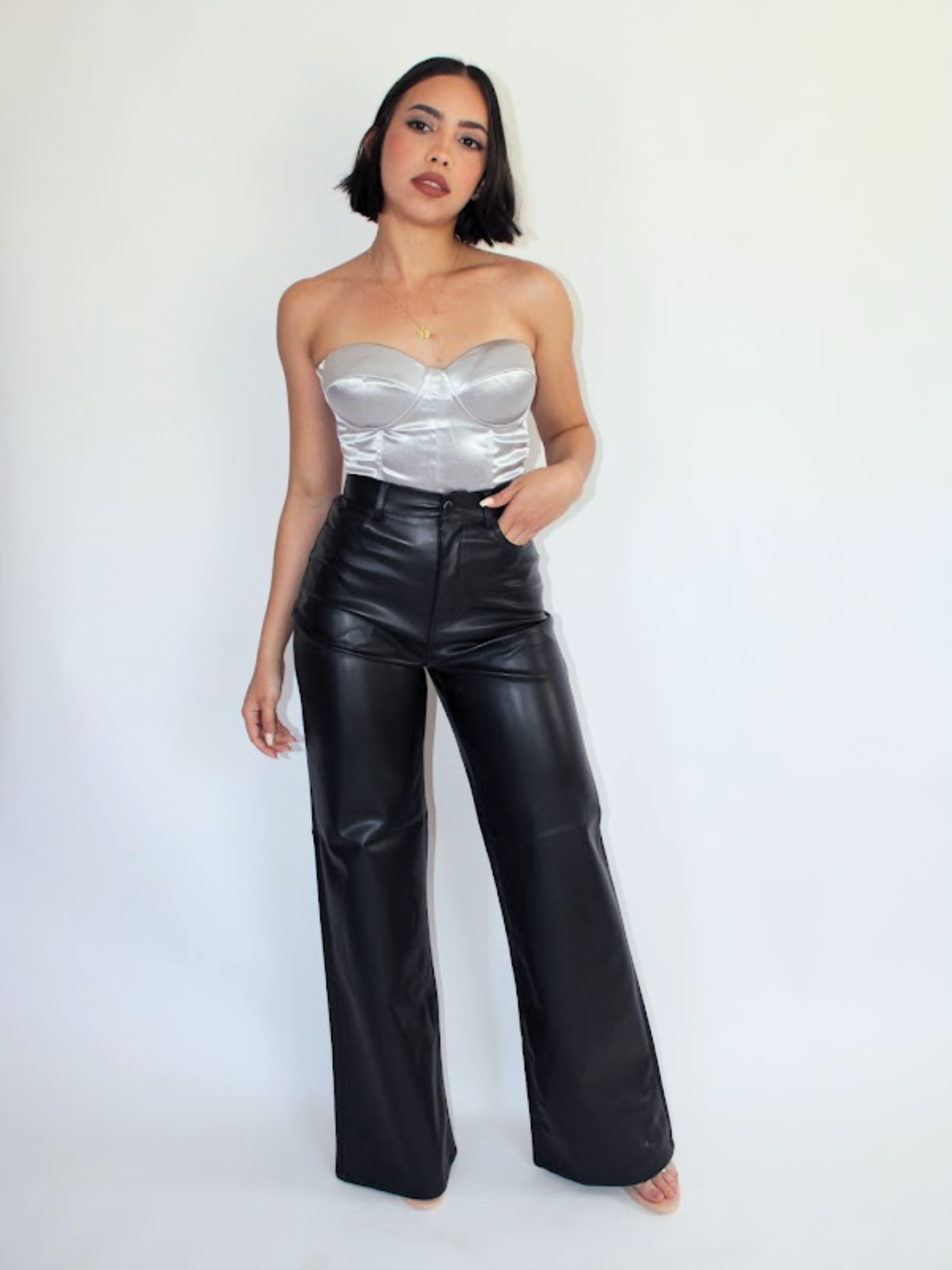 Vibrant Vegan Pu Leather Wide Pants – ZADE Vibrant Vegan Pu Leather Wide Pants – ZADE