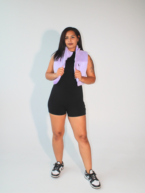 Edge Control Boucle High Neck Vest - Lavender