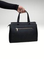 Floral Embossed Satchel Handbag – Black