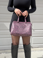 Floral Embossed Satchel Handbag – Burgundy