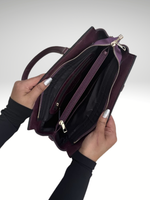 Floral Embossed Satchel Handbag – Burgundy
