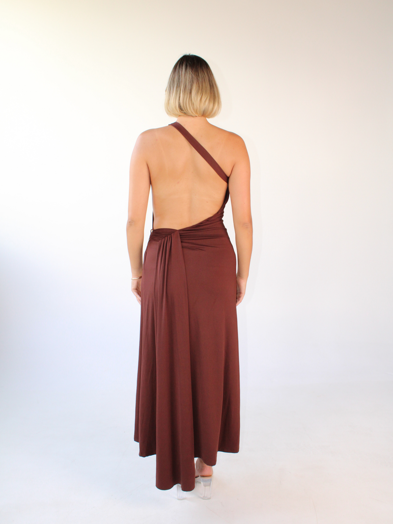 Sienna One Shoulder Open Back with Gold Waist Detail Maxi Dress – ZADE