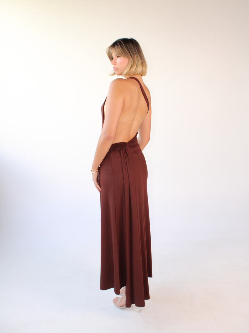 Sienna One Shoulder Open Back with Gold Waist Detail Maxi Dress – ZADE